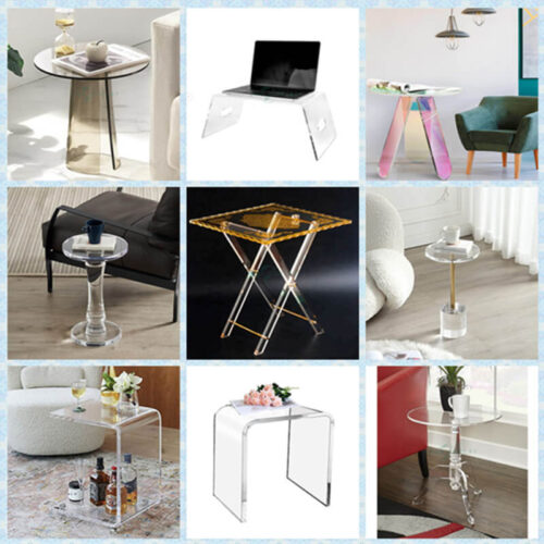 Acrylic Iridescent Modern Side Table Rainbow Coffee Table Round End ...